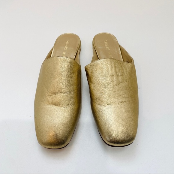 Stuart Weitzman gold leather mules NEW - Picture 3 of 5